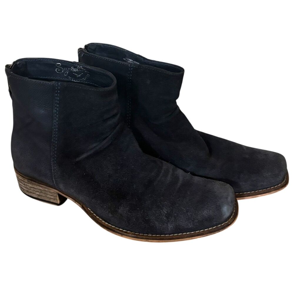 Seychelles Weekenders Black Suede Leather Zip Ankle Boots Size 9